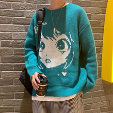 毛衣男宽松加厚打底针织衫新款港风慵懒风毛线衣F100P45，男装针织衫/毛衣，星座1116-2