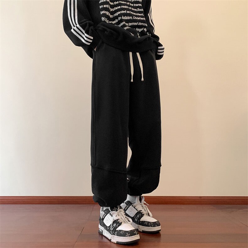 抖音品质大码男裤重磅双面奥粒绒加绒加厚束脚休闲裤M-5XL特P45,男装卫衣,电商B325