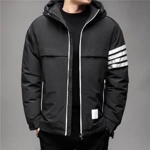 秋冬季新款连帽羽绒服男士连帽白鸭绒潮服休闲轻薄韩版保暖外套图片