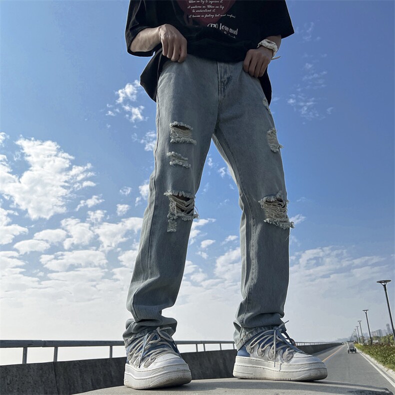 牛仔裤春夏宽松直筒显瘦显高小众设计感2025新款阔腿裤743-P45,男装牛仔裤,电商A178