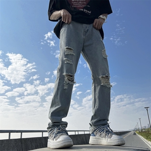 牛仔裤春夏宽松直筒显瘦显高小众设计感2025新款阔腿裤743-P45