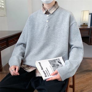 主推  假两件毛衣男士冬季保暖男针织衫打底衫上衣TE205-P65图片