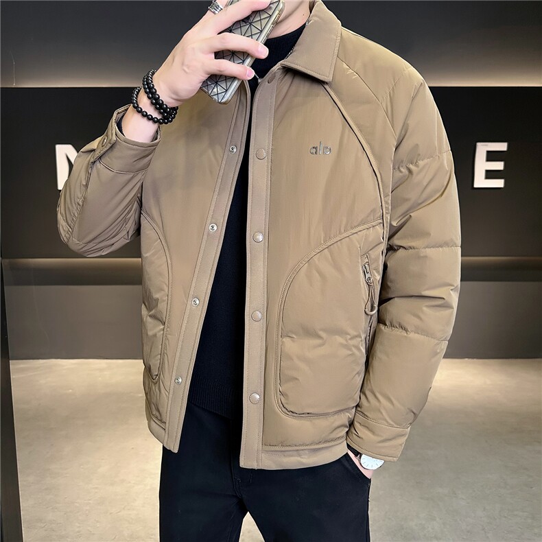 M-4XLB3539829P185咖色2025翻领衬衫款轻薄冬季男羽绒服外套,男装衬衫,电商B353