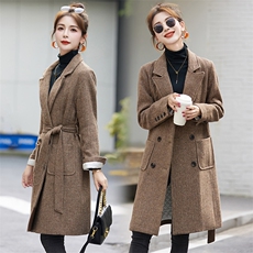 2023冬季加棉新款时尚优雅中长款毛呢大衣保暖气质毛呢外套，女装毛呢外套，罗腾
