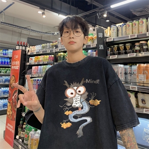 量大优 供视频 240g重磅美式炒雪花水洗做旧短袖t恤STX520-特P25图片