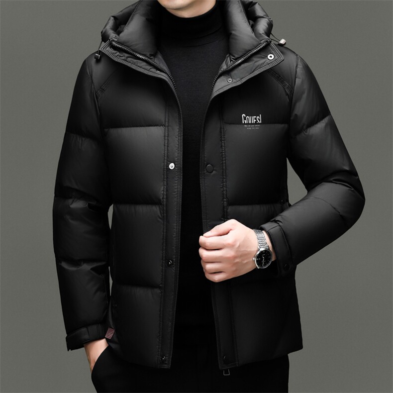 新款冬季短款90绒子白鸭绒羽绒服外套中年男装加厚羽绒服夹克图片
