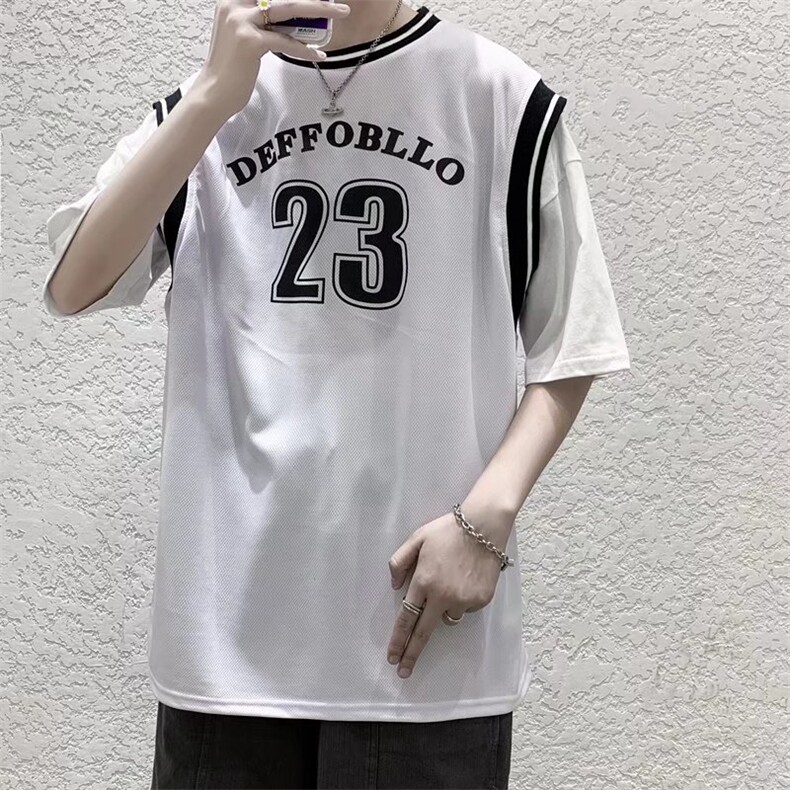 男圆领T恤宽松短袖假两件短袖T864P28,男装T恤,星座1116-2