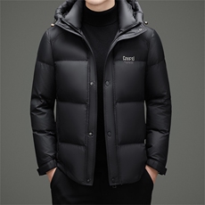 2025冬季新款男连帽羽绒服90绒子白鸭绒加厚时尚面包服羽绒外套，男装羽绒服，钱塘723