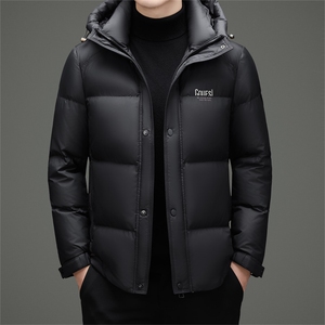 2025冬季新款男连帽羽绒服90绒子白鸭绒加厚时尚面包服羽绒外套图片