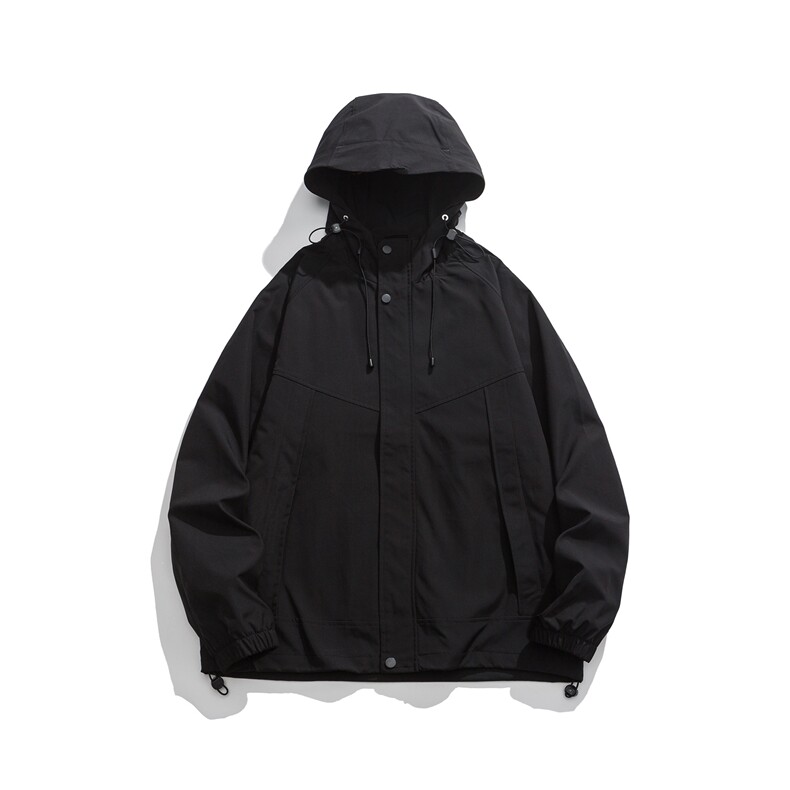 秋季新款立体斜口袋纯色连帽拉链情侣宽松工装夹克外套K2588P-65,男装夹克,电商A128