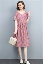 时尚碎花系带连衣裙优雅显瘦气质女神必备甜美清新，女装连衣裙，涵誉