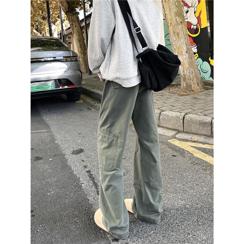 【现货】XZ612-K207-P65 美式复古工装裤侧面口袋微喇直筒休闲裤图片