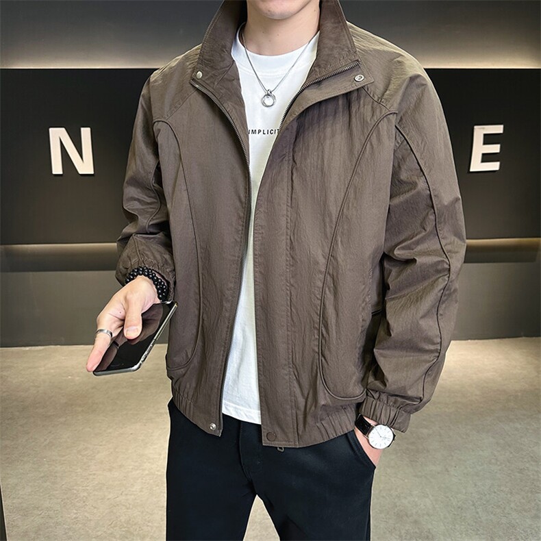 休闲纯色长袖上衣男休闲百搭夹克立领外套A329-JK2511-P95,男装夹克,电商A329