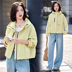 2026春季新品简约时尚休闲连帽女装短外套，女装短外套，美沁