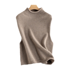 2025夏秋新款羊绒衫女100山羊绒半高领纯色针织马甲背心坎肩内搭，女装马甲，绒歆坊