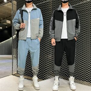 夹克外套男士韩版潮流春秋男装两件套搭配帅气休闲套装DS869T图片