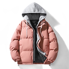 2025冬季情侣棉服假两件套棉衣男士外套宽松百搭连帽棉服MY090-60，男装棉衣，星座1402-1