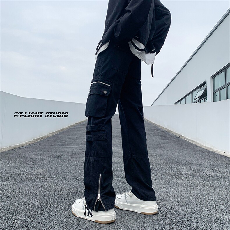 B221 美式ins高街暗黑小众拉链工装休闲裤子 LK23045-P75 控98图片