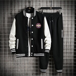 秋季新款棒球服卫衣套装情侣学生卫衣班服XZ102A-4-8687-P95,藏福克斯穿搭学生党图片