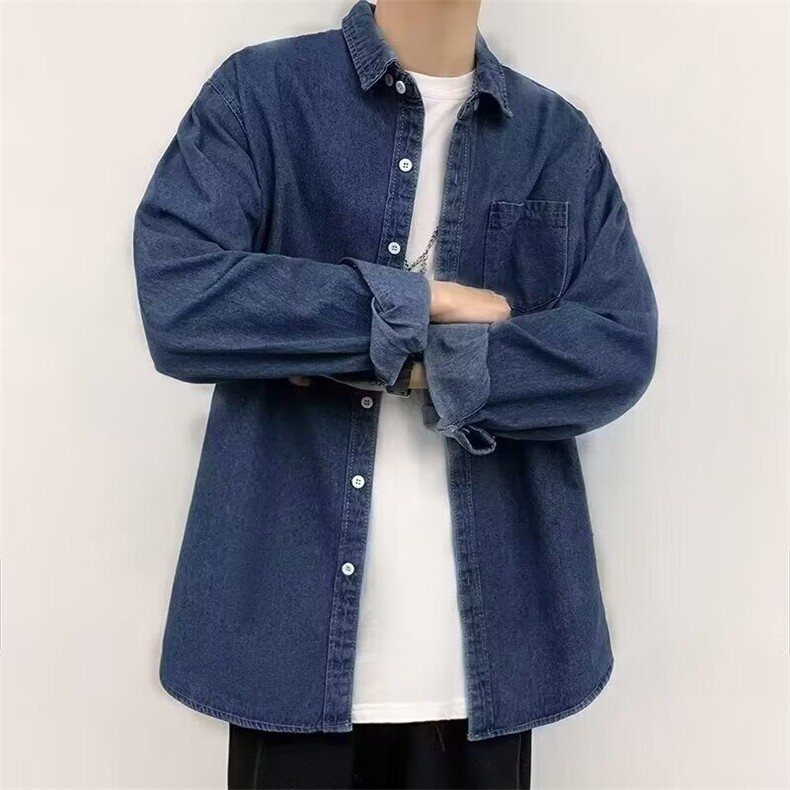 杭州货秋季长袖常规款翻领新款宽松型潮牛仔夹克原宿风韩版宽松港图片