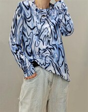 【现货]】秋季新款休闲通勤风针织印花T恤卫衣，女装T恤，那简