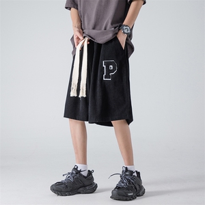 夏季新款港风ins潮流短裤男日系灯芯绒贴标裤衩 D3*P30控48图片