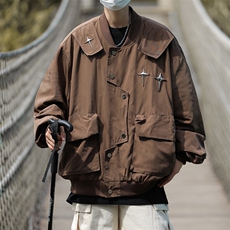 秋款男立领飞行员夹克工装大口袋S冲锋衣十字架外套JK8219P65，男装夹克，星座1013-1