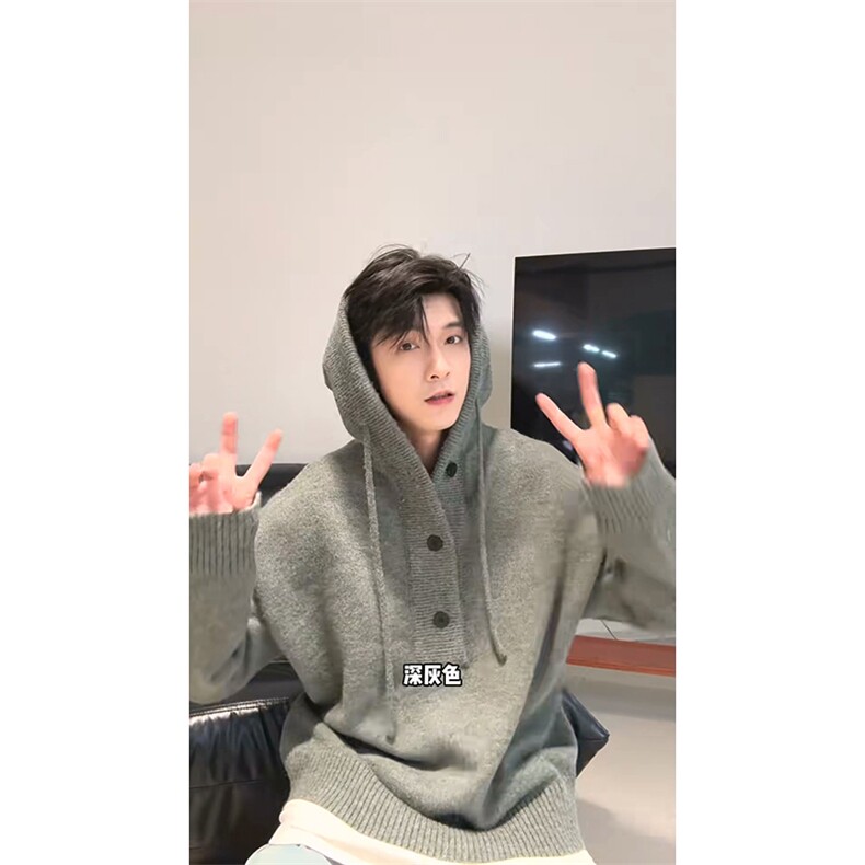 重磅秋冬装北极绒开衫毛衣美式复古休闲慵懒风针织衫加厚连帽外套图片