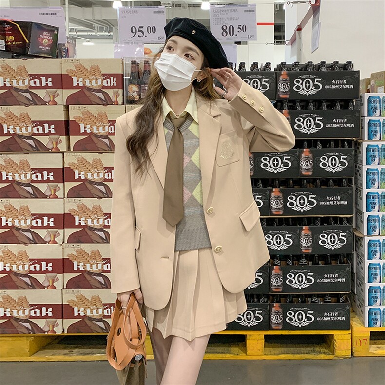 学院风百褶裙套装P165-K238,女装套装/套裙,2C299