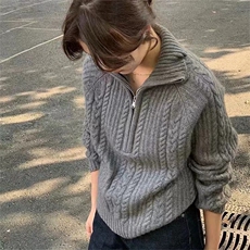 时尚高领麻花针织毛衣女显瘦百搭秋冬新款羊毛衫，女装羊毛衫，泰沅羊绒