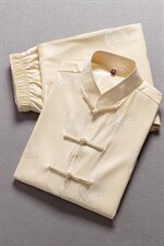 2023夏季新款唐装印花中老年男装套装宽松休闲舒适风短袖唐装，男装民族服装，电商B212（原钱塘6029）