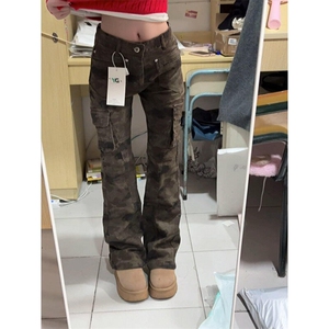 cleanfit美式迷彩工装牛仔裤男款春秋季修身显瘦直筒裤子休闲长裤图片
