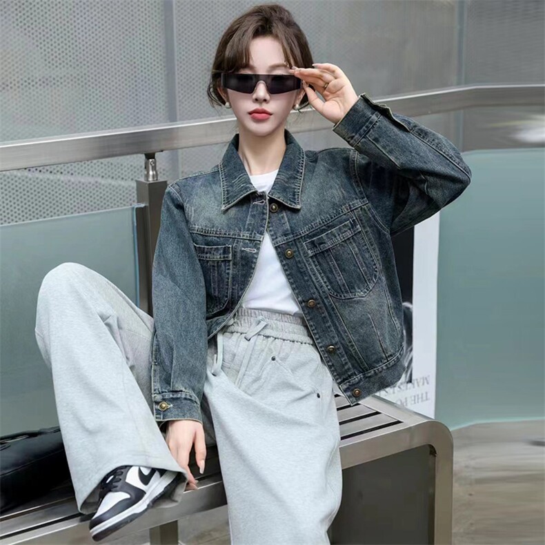 小个子欧货牛仔外套短款女士2024春秋季新款流行漂亮减龄夹克上衣，女装牛仔外套，美拉德工厂直营店