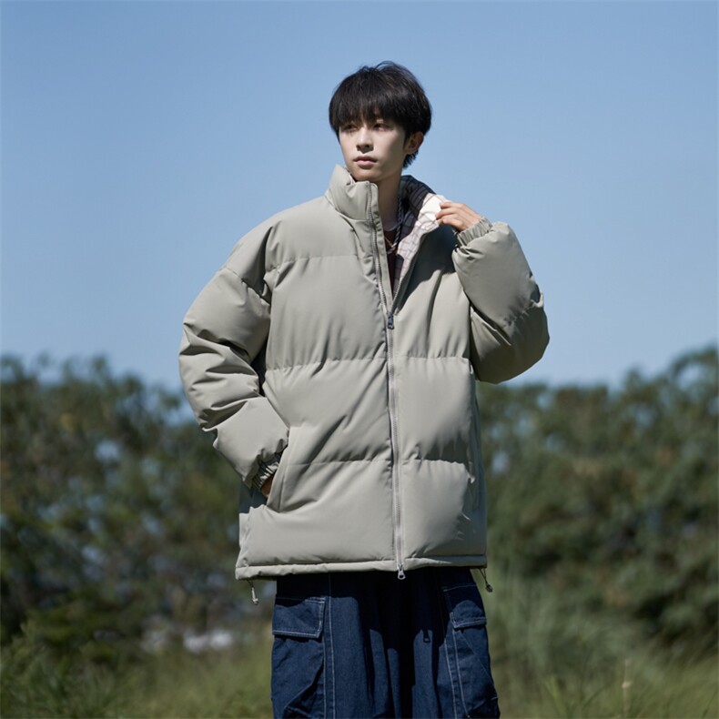 抖音得物可供视频三防拼接格子加厚羽绒棉衣外套面包棉服LL5555,男装棉衣,电商A486