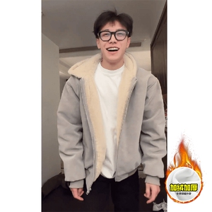 现货高品质美式冬季重磅座山雕大毛毛领pu皮棉衣男女加厚外套图片