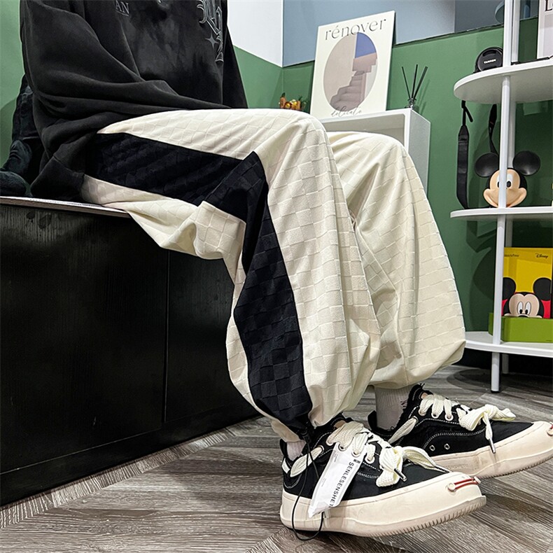 侧边条纹裤子男士美式潮牌痞帅直筒男款休闲长裤K077-P40,男装休闲裤,星座308B-1