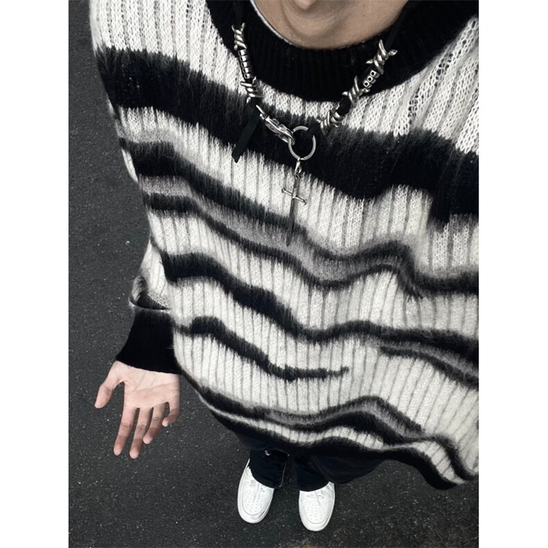 【有货】MY3010CC-特P46条纹毛衣男慵懒风情侣针织衫外套,男装针织衫/毛衣,星座1007（原301D）