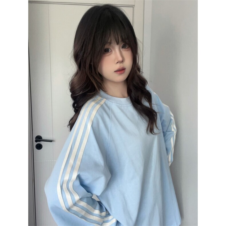 5276-P40好质量做工#原版压线螺纹领包边长袖T恤,女装T恤,星座617A-2