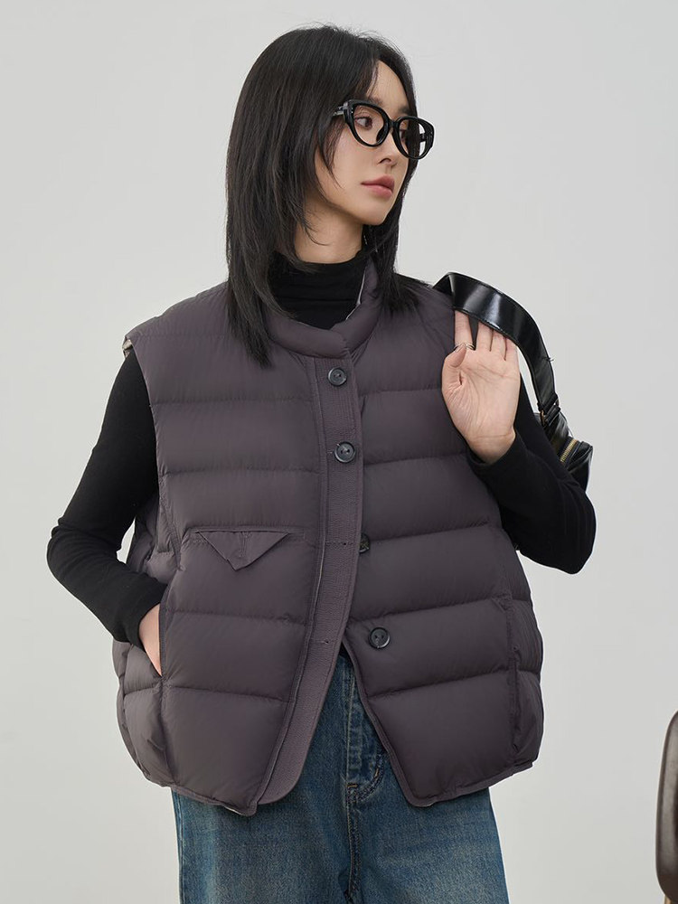 现货2025年新款冬季90白鸭绒马甲,女装马甲,阳光伊恋