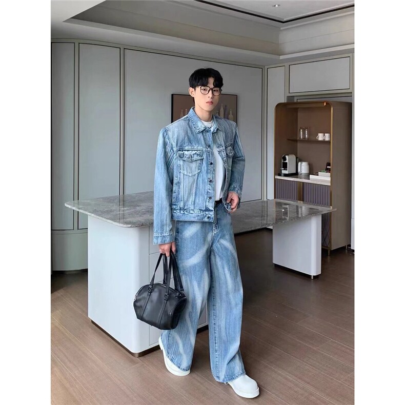美式复古2025春秋冬款牛仔外套男女潮牌高街痞帅休闲垫肩夹克潮流,男装工装外套,星座1210-1