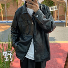 现货男士百搭休闲PU皮外套翻领皮夹克情侣潮，男装夹克，星座510-1
