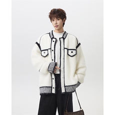 MYDD015-P60重磅痞帅花毛绒绒毛衣外套男女情侣宽松针织衫，男装针织衫/毛衣，星座712A-1