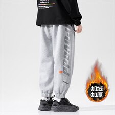 2021冬季新无影墙日系大码男字母印花加绒加厚休闲裤卫裤K2126P55,男装休闲裤,电商A001
