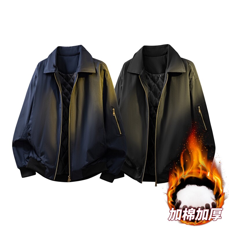 工装飞行员加厚保暖棉服男士秋冬复古翻领宽松外套MF6185-P55图片