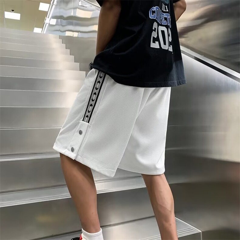 夏季华夫格织带拼接休闲五分短裤DK539-P29图片