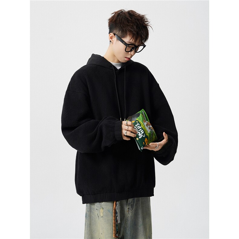 WY10182-特批45秋冬保暖高克重加厚双面摇粒绒大码撞色卫衣外套，男装棉衣，电商A059