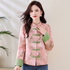 新中式盘扣羽绒服女2025冬季新款黄色提花唐装白鸭绒短款外套，女装羽绒服，衣之秀