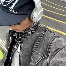 潮痞帅欧美高街无领圆领复古牛仔外套夹克春秋男3510/P85，男装工装外套，星座506