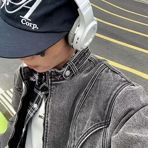 潮痞帅欧美高街无领圆领复古牛仔外套夹克春秋男3510/P85图片