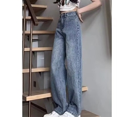 窄版直筒裤阔腿牛仔裤女2025春夏季新款潮牌高腰宽松显瘦女士裤子，男装牛仔裤，星座1210-1